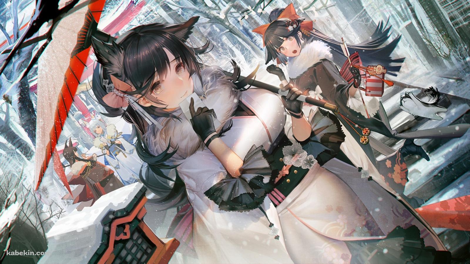 初詣をする赤城 / 加賀 / タカオ / 愛宕 / アズールレーンの壁紙(1600px x 900px) 高画質 PC・デスクトップ用