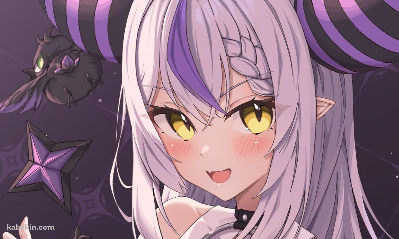 頬を赤らめた笑顔のラプラス・ダークネス / La+ Darkness / ホロライブ / バーチャルYouTuber / Vtuberの壁紙(1280px x 768px) 高画質 PC・デスクトップ用
