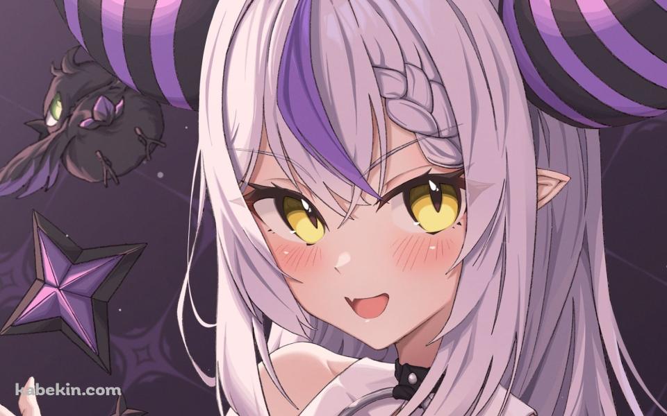 頬を赤らめた笑顔のラプラス・ダークネス / La+ Darkness / ホロライブ / バーチャルYouTuber / Vtuberの壁紙(960px x 600px) 高画質 PC・デスクトップ用