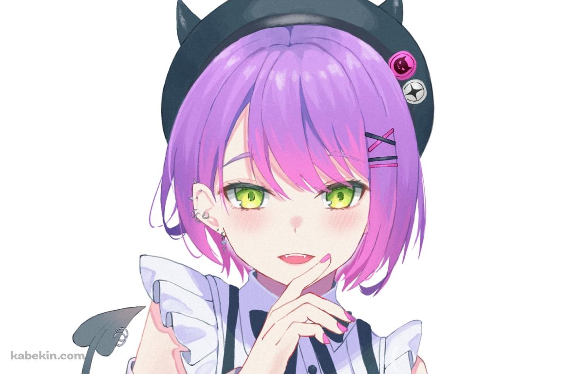 人差し指を立てるショートカットの常闇トワ / ホロライブ / バーチャルYouTuber / Vtuberの壁紙(1152px x 768px) 高画質 PC・デスクトップ用