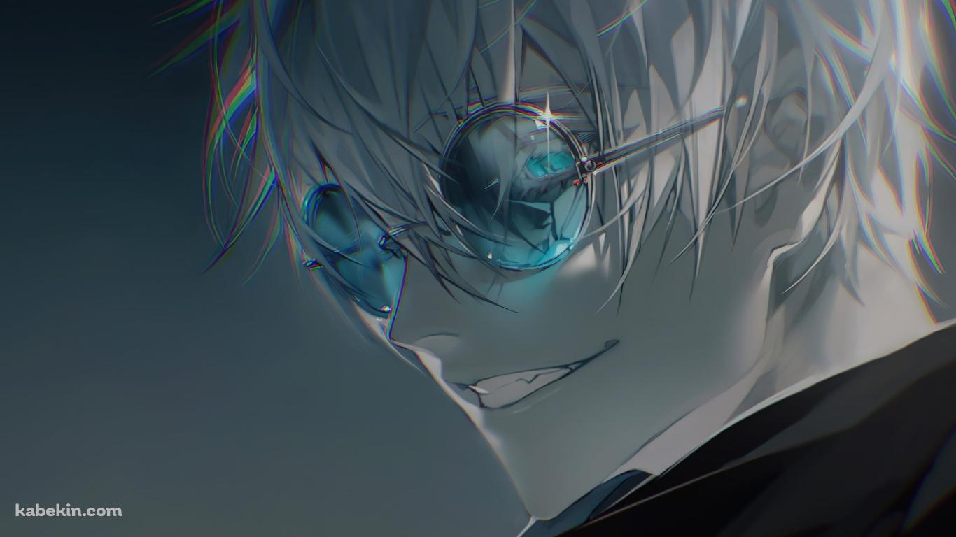 笑う青いサングラスをかけた五条悟 / 呪術廻戦の壁紙(1366px x 768px) 高画質 PC・デスクトップ用