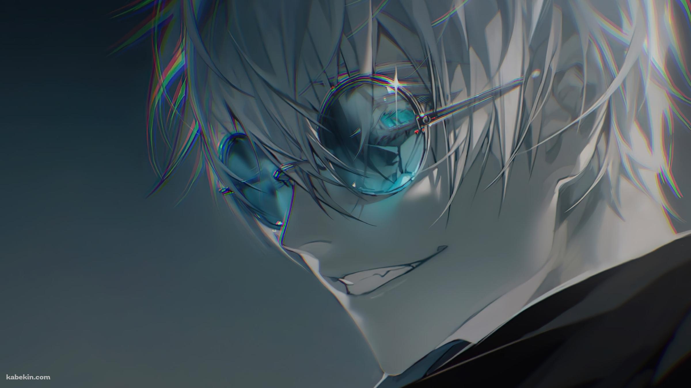 笑う青いサングラスをかけた五条悟 / 呪術廻戦の壁紙(2400px x 1350px) 高画質 PC・デスクトップ用