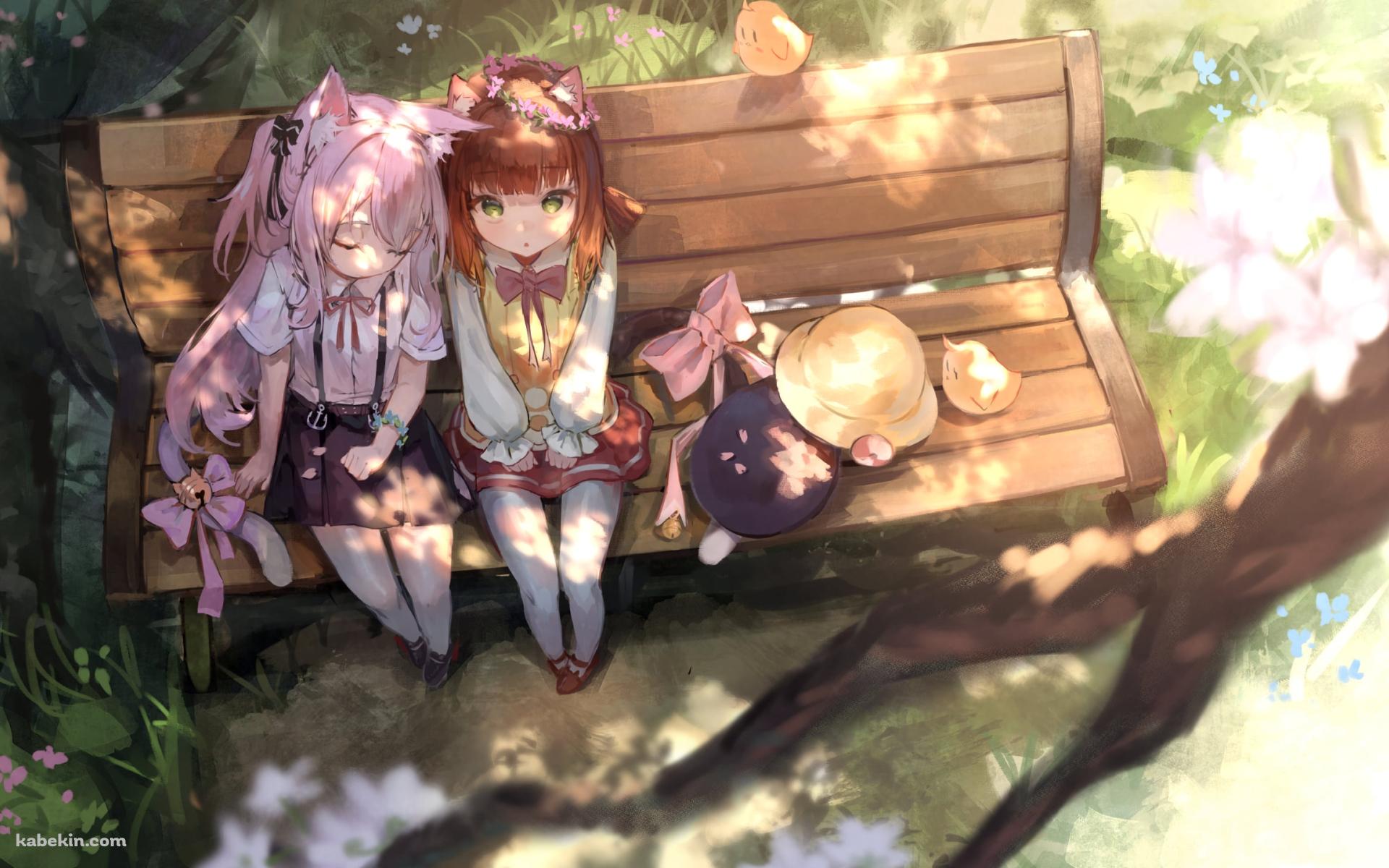 ベンチに座る如月と睦月 / アズールレーンの壁紙(1920px x 1200px) 高画質 PC・デスクトップ用