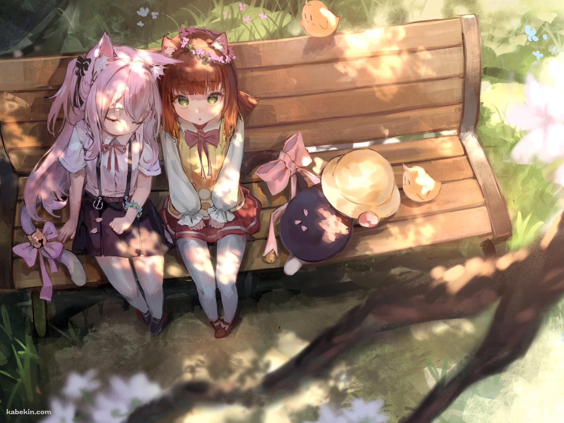 ベンチに座る如月と睦月 / アズールレーンの壁紙(1920px x 1440px) 高画質 PC・デスクトップ用