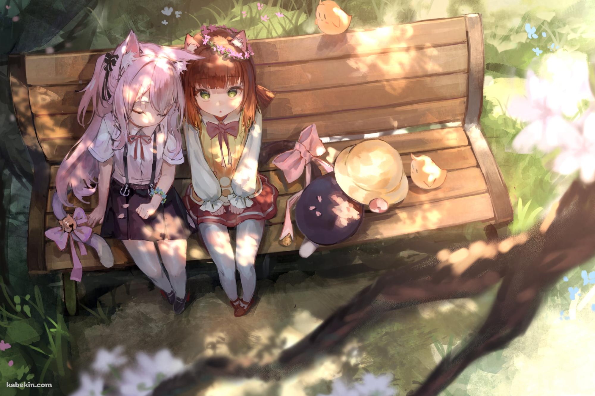 ベンチに座る如月と睦月 / アズールレーンの壁紙(2000px x 1333px) 高画質 PC・デスクトップ用