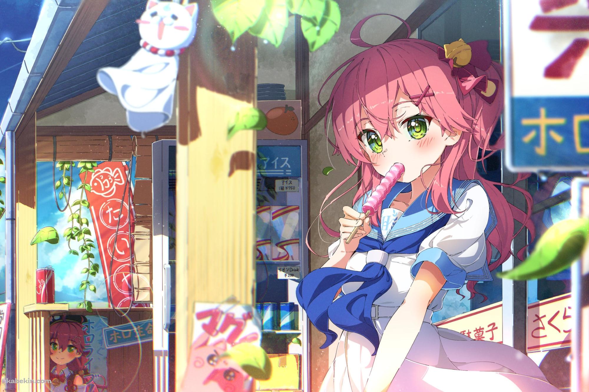 ピンクの飴を舐めるさくらみこ / 夏 / ホロライブ / バーチャルYouTuberの壁紙(2000px x 1333px) 高画質 PC・デスクトップ用