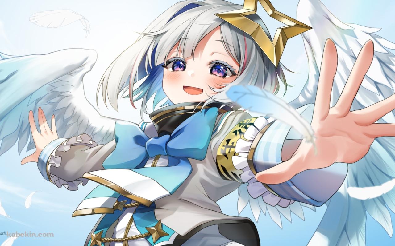 両手を広げる笑顔の天音かなた / ホロライブ / バーチャルYouTuber / Vtuberの壁紙(1280px x 800px) 高画質 PC・デスクトップ用