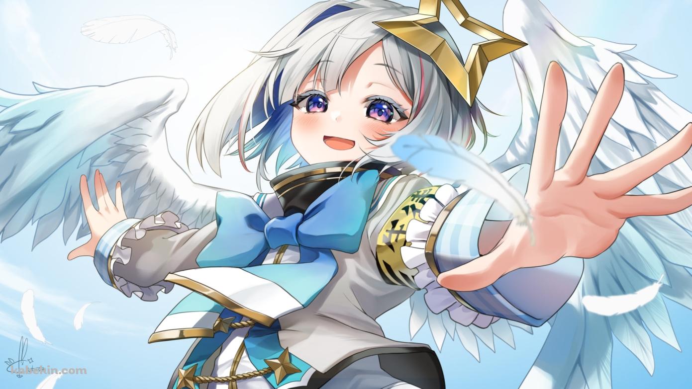 両手を広げる笑顔の天音かなた / ホロライブ / バーチャルYouTuber / Vtuberの壁紙(1391px x 783px) 高画質 PC・デスクトップ用