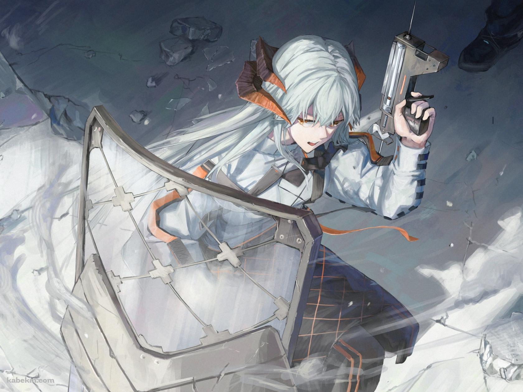 盾と銃で応戦するサリア / かっこいい / アークナイツの壁紙(1680px x 1260px) 高画質 PC・デスクトップ用