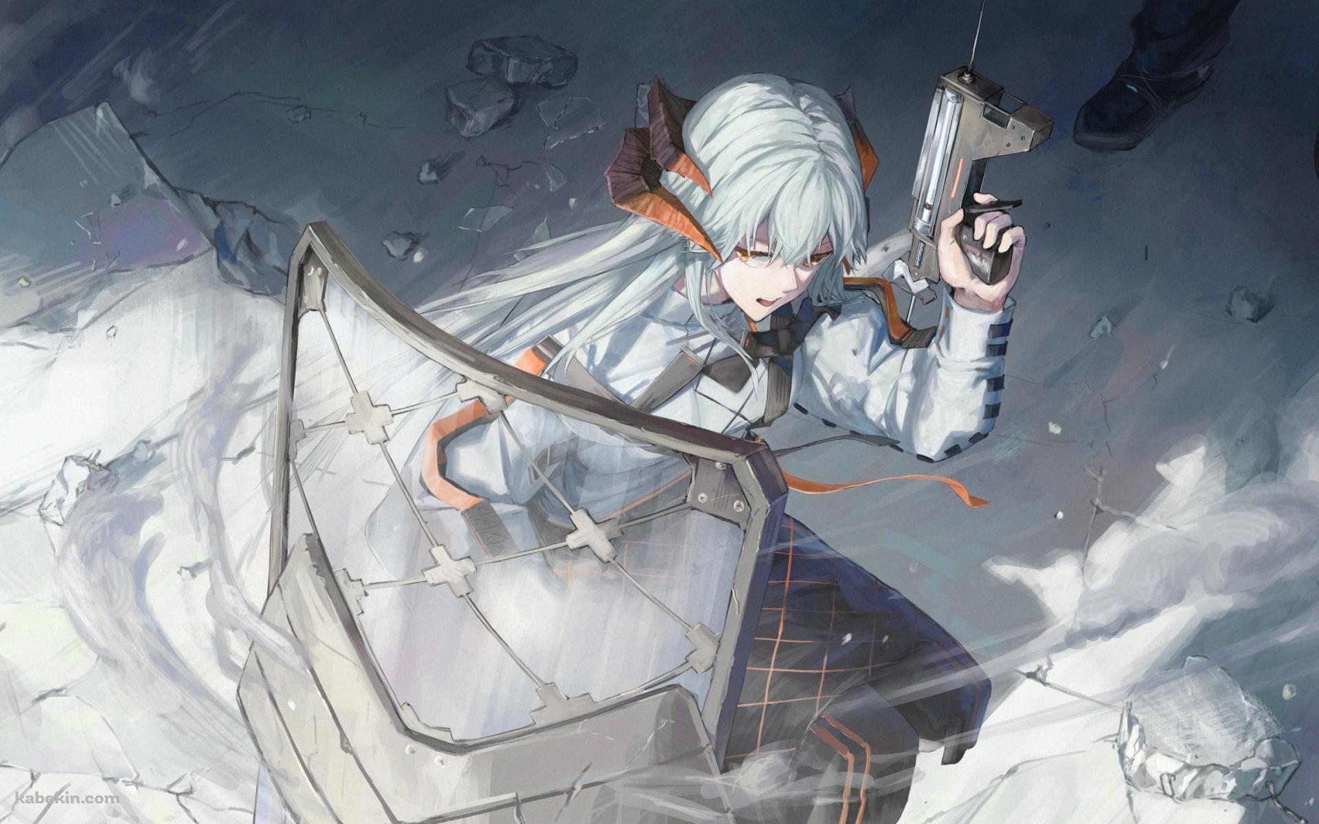 盾と銃で応戦するサリア / かっこいい / アークナイツの壁紙(1920px x 1200px) 高画質 PC・デスクトップ用
