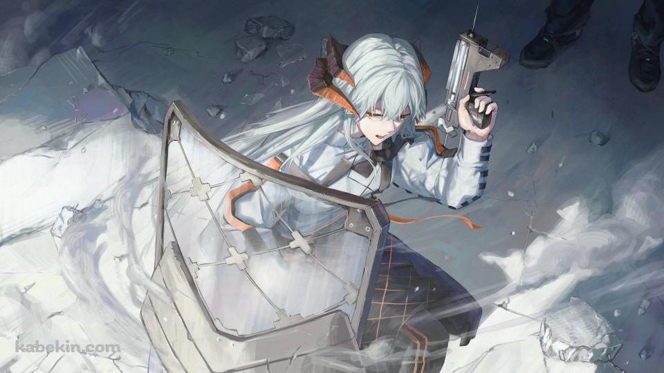 盾と銃で応戦するサリア / かっこいい / アークナイツの壁紙(960px x 540px) 高画質 PC・デスクトップ用