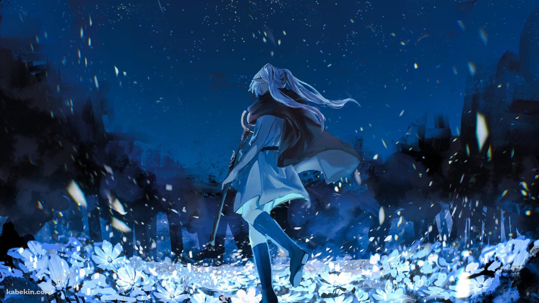 満開の蒼月草の花とフリーレン / 葬送のフリーレンの壁紙(1829px x 1029px) 高画質 PC・デスクトップ用