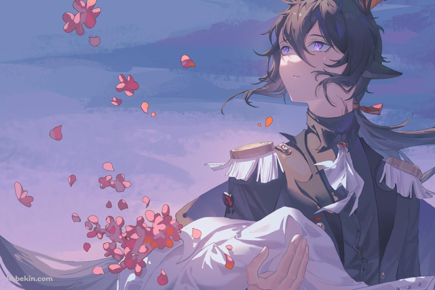 ピンクの花とエーベンホルツ / アークナイツの壁紙(1440px x 960px) 高画質 PC・デスクトップ用