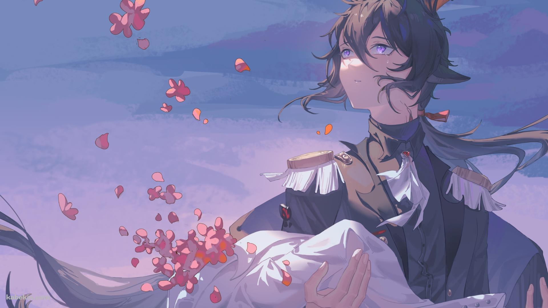 ピンクの花とエーベンホルツ / アークナイツの壁紙(1920px x 1080px) 高画質 PC・デスクトップ用