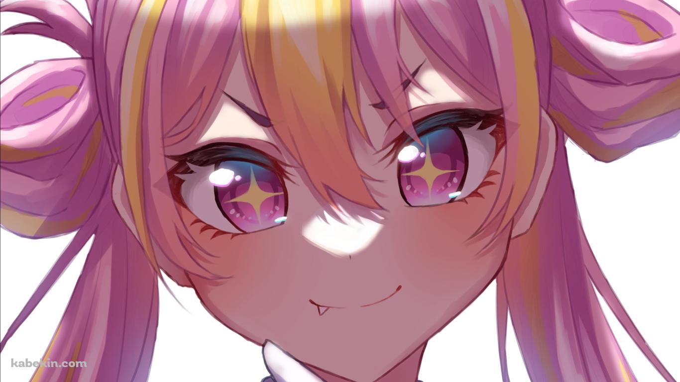 微笑む黒崎コユキの顔のアップ / ブルーアーカイブの壁紙(1366px x 768px) 高画質 PC・デスクトップ用