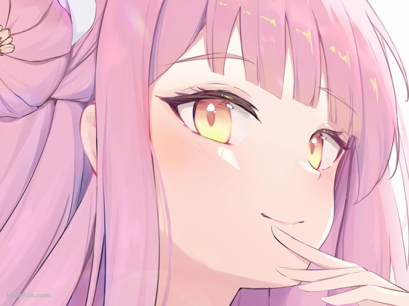 桜の花と微笑む聖園ミカ / ブルーアーカイブの壁紙(1400px x 1050px) 高画質 PC・デスクトップ用