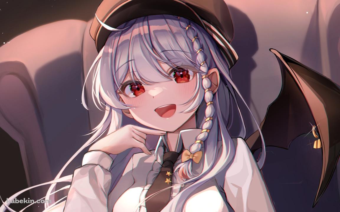 椅子に座って笑う黒舘ハルナ / ブルーアーカイブの壁紙(1152px x 720px) 高画質 PC・デスクトップ用