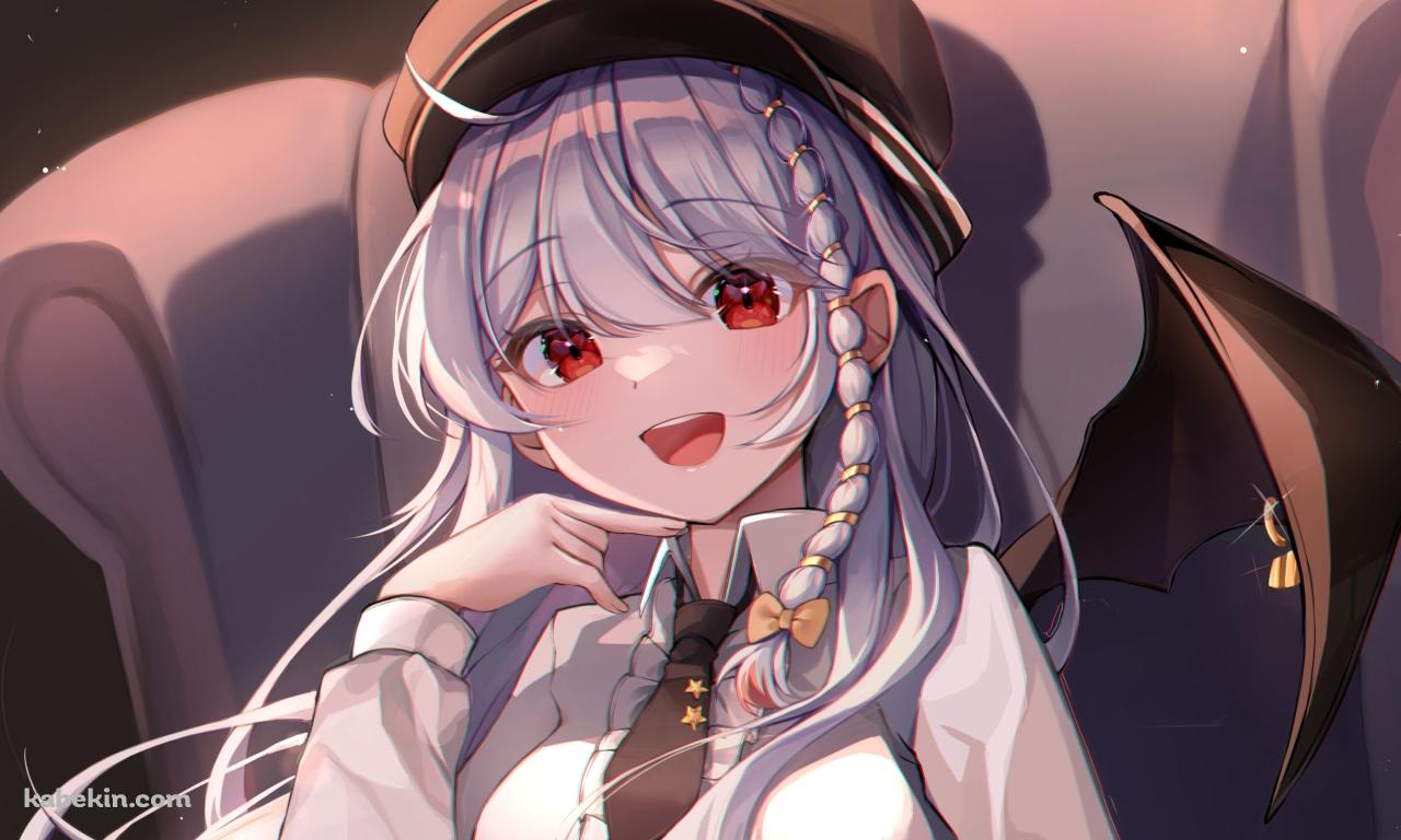 椅子に座って笑う黒舘ハルナ / ブルーアーカイブの壁紙(1280px x 768px) 高画質 PC・デスクトップ用