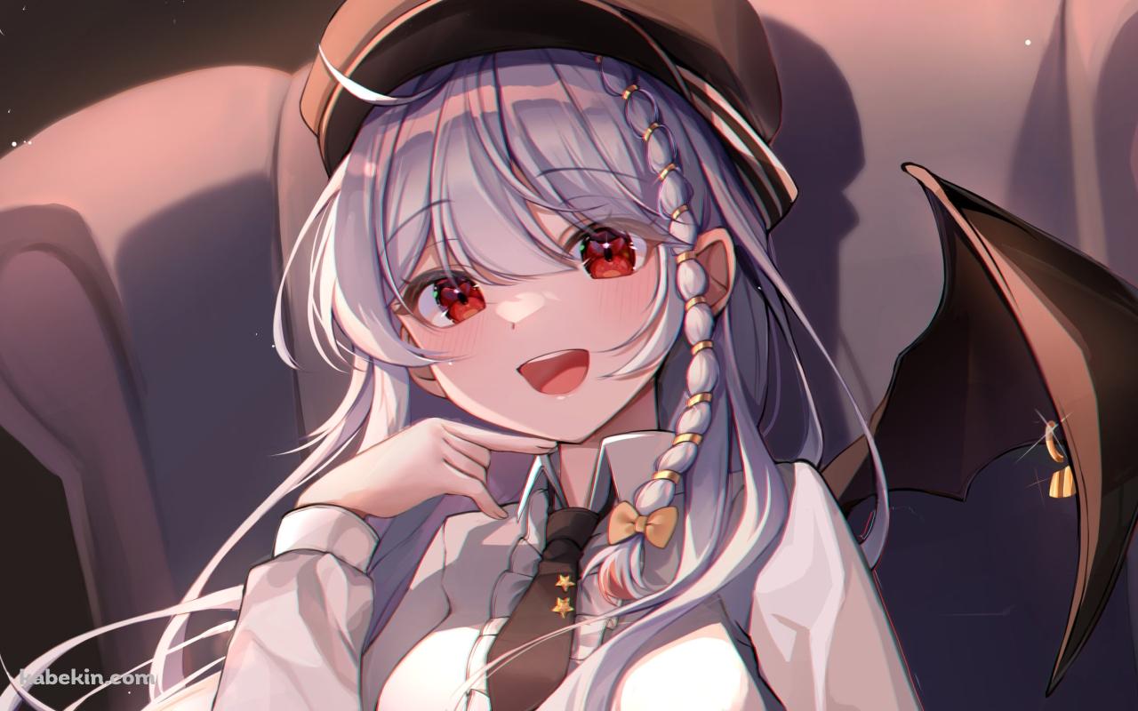 椅子に座って笑う黒舘ハルナ / ブルーアーカイブの壁紙(1280px x 800px) 高画質 PC・デスクトップ用