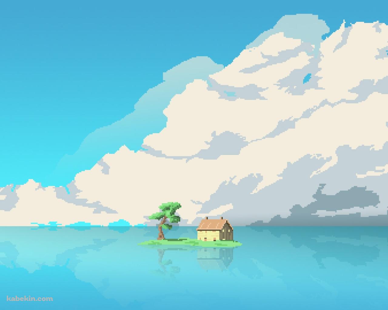 スタジオ・ジブリ / 海の中の家 / ドット絵の壁紙(1280px x 1024px) 高画質 PC・デスクトップ用