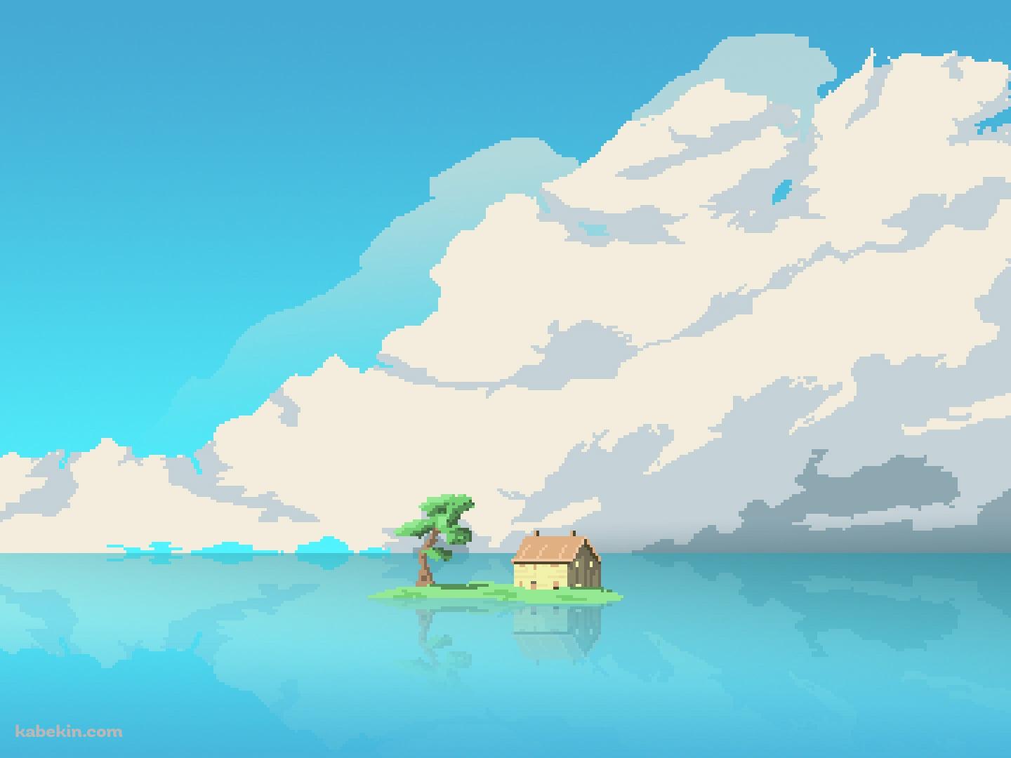 スタジオ・ジブリ / 海の中の家 / ドット絵の壁紙(1440px x 1080px) 高画質 PC・デスクトップ用