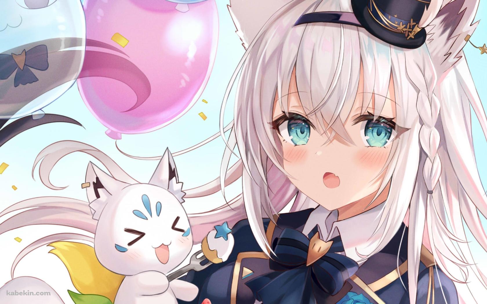 カラフルなバルーンと白上フブキ / ホロライブ / バーチャルYouTuber / Vtuberの壁紙(1680px x 1050px) 高画質 PC・デスクトップ用