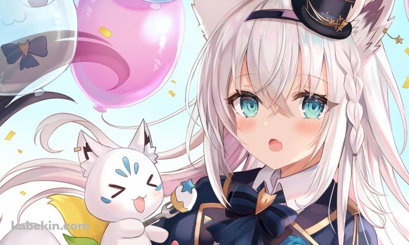 カラフルなバルーンと白上フブキ / ホロライブ / バーチャルYouTuber / Vtuberの壁紙(800px x 480px) 高画質 PC・デスクトップ用