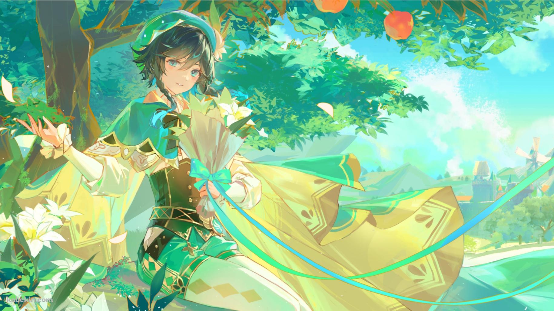 大自然とウェンティ / 原神の壁紙(1829px x 1029px) 高画質 PC・デスクトップ用