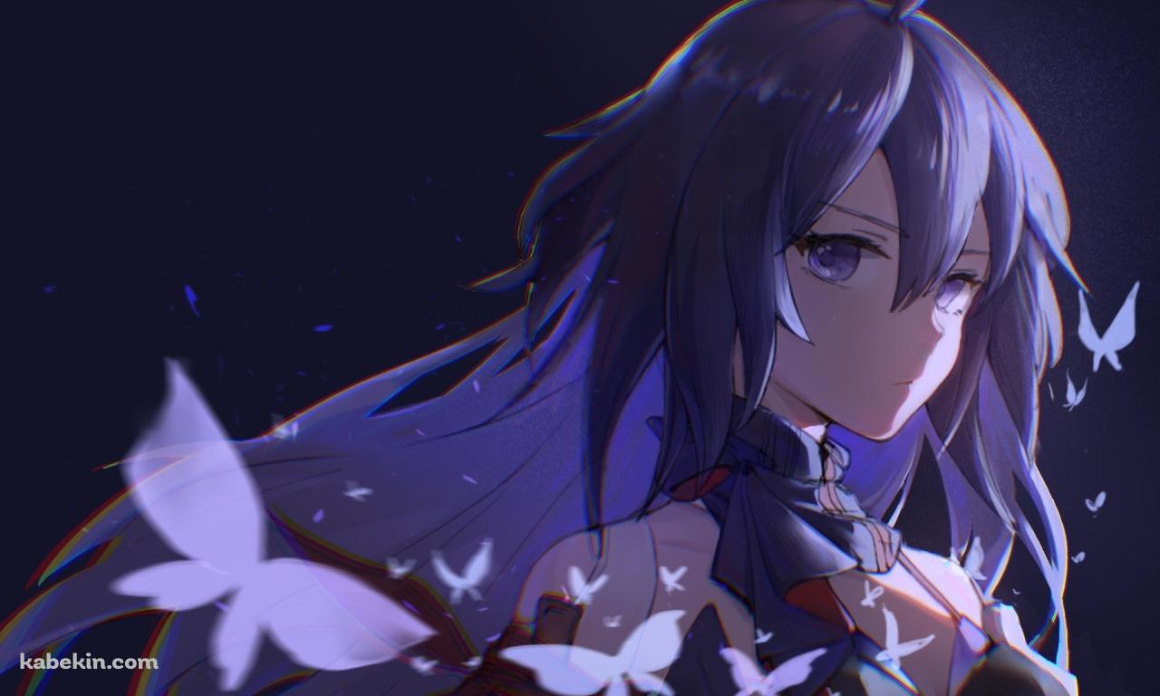 紫の蝶とこちらを見つめるゼーレ / 崩壊:スターレイルの壁紙(1280px x 768px) 高画質 PC・デスクトップ用