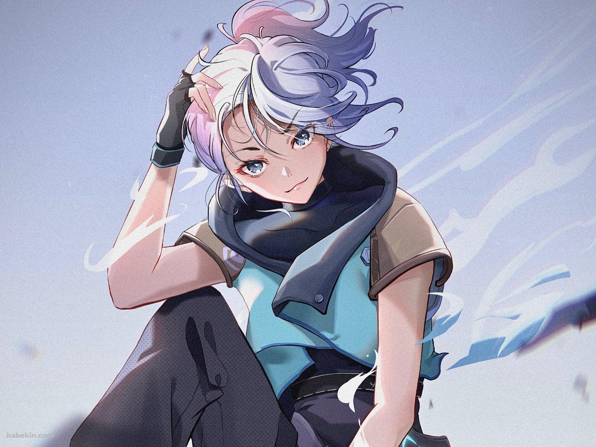 膝を立てこちらを見つめる可愛いジェット / ヴァロラントの壁紙(1920px x 1440px) 高画質 PC・デスクトップ用