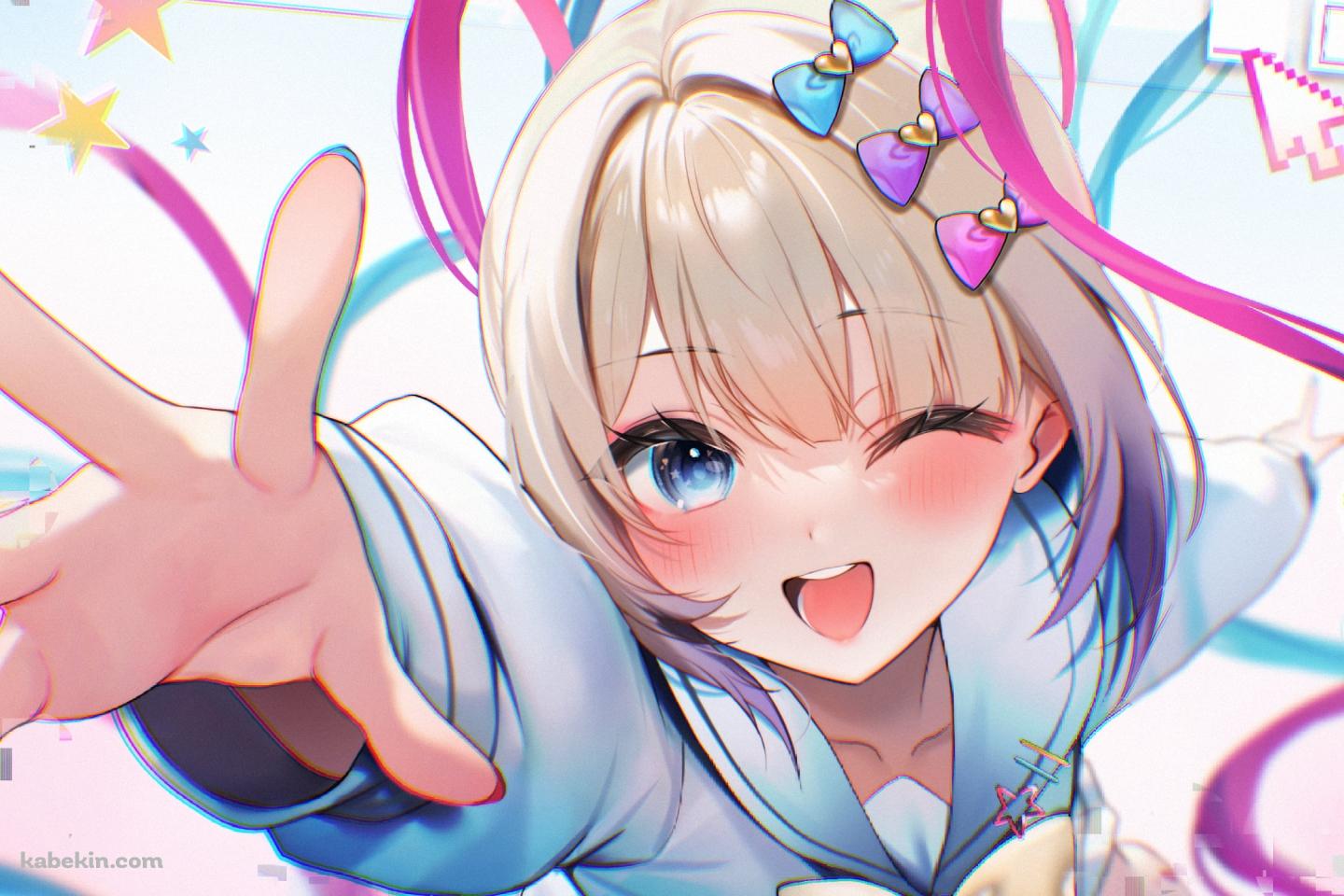 ウィンクしながら右手を伸ばす超てんちゃん / にーでぃがーるの壁紙(1440px x 960px) 高画質 PC・デスクトップ用