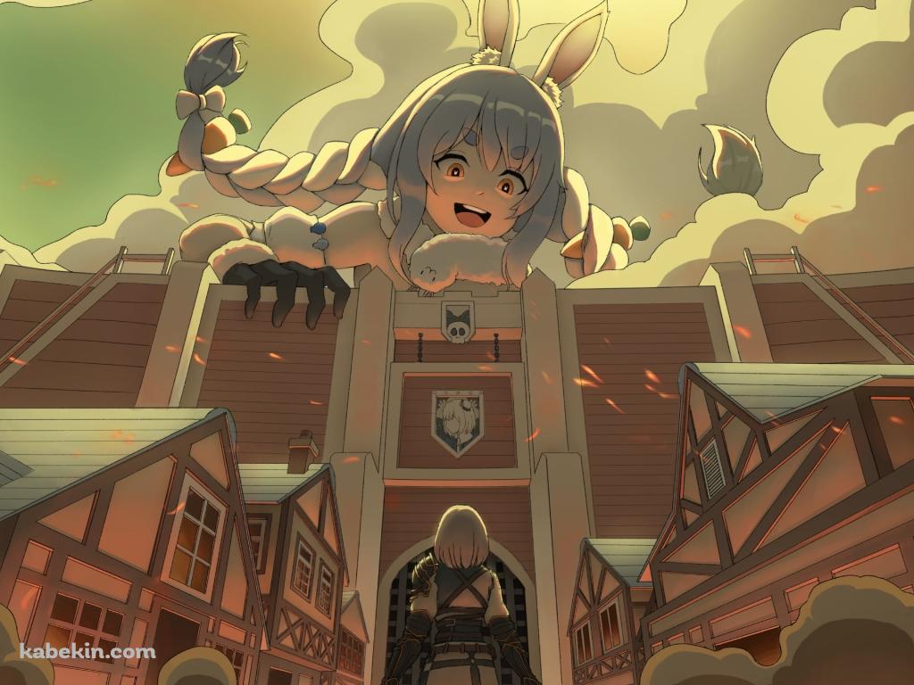 進撃の兎田ぺこら / ホロライブ / バーチャルYouTuberの壁紙(1024px x 768px) 高画質 PC・デスクトップ用