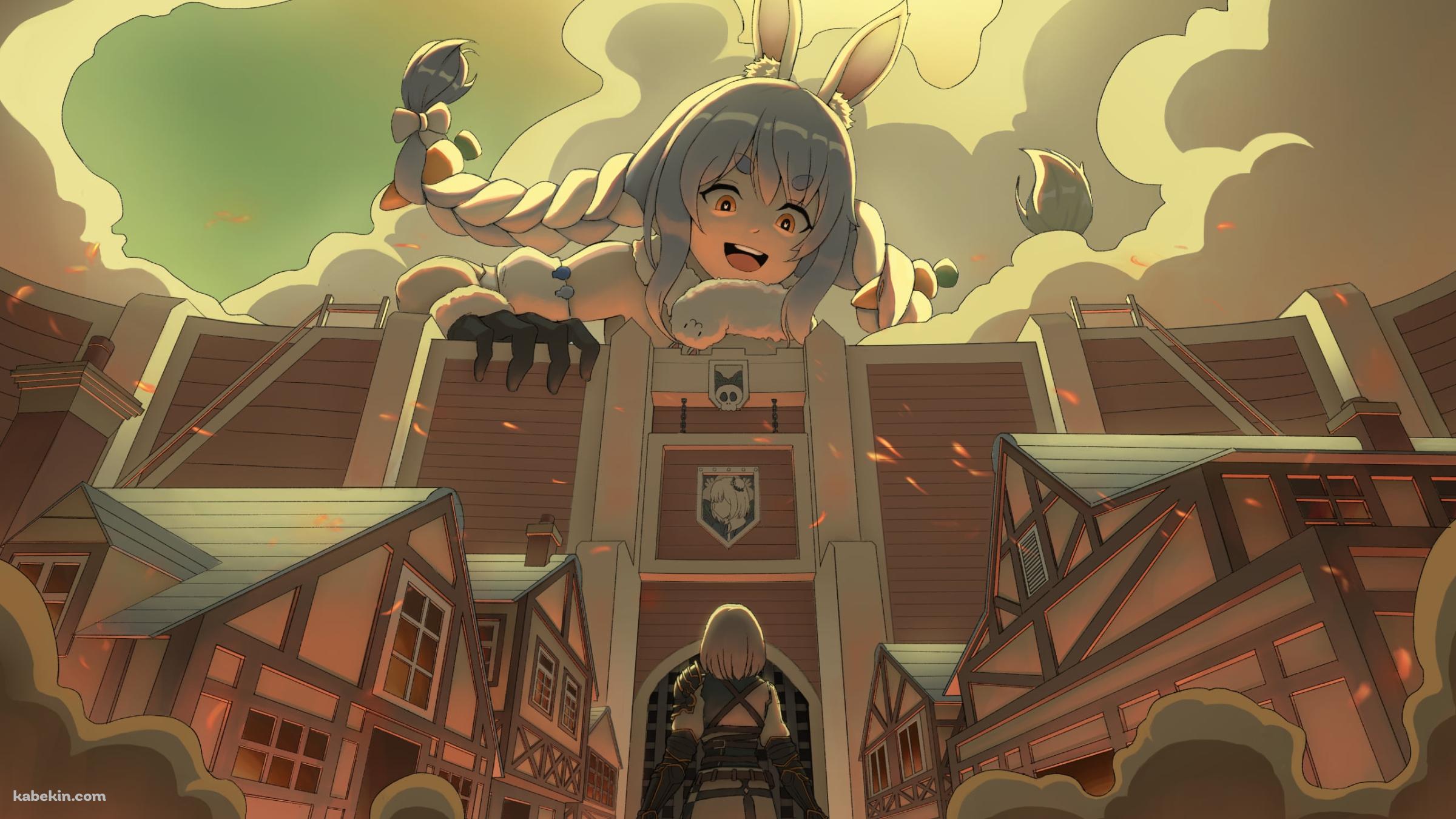 進撃の兎田ぺこら / ホロライブ / バーチャルYouTuberの壁紙(2400px x 1350px) 高画質 PC・デスクトップ用