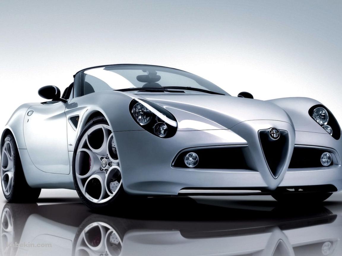 アルファロメオ / Alfa Romeo 8C / シルバーの壁紙(1152px x 864px) 高画質 PC・デスクトップ用