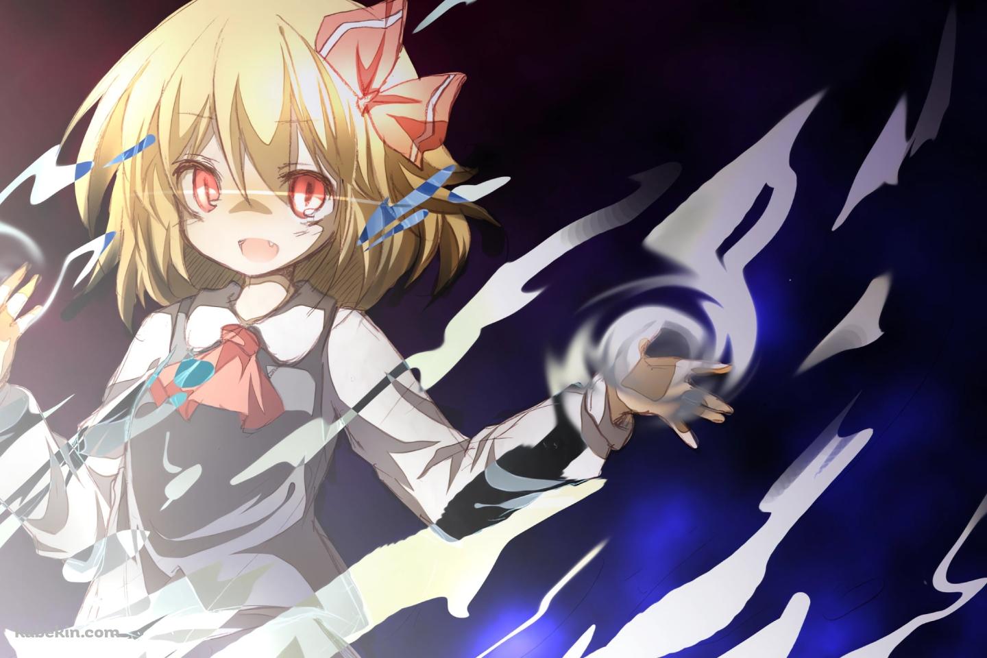 青・赤のオーラを放つルーミア / 東方の壁紙(1440px x 960px) 高画質 PC・デスクトップ用