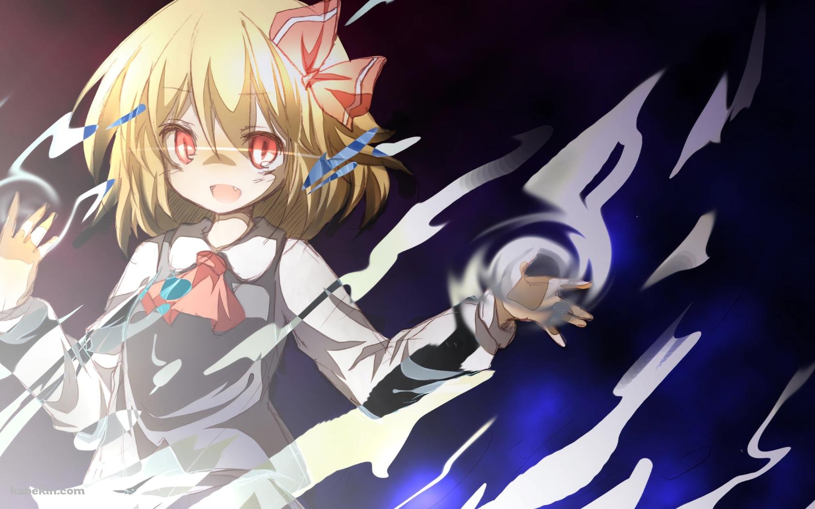 青・赤のオーラを放つルーミア / 東方の壁紙(1680px x 1050px) 高画質 PC・デスクトップ用