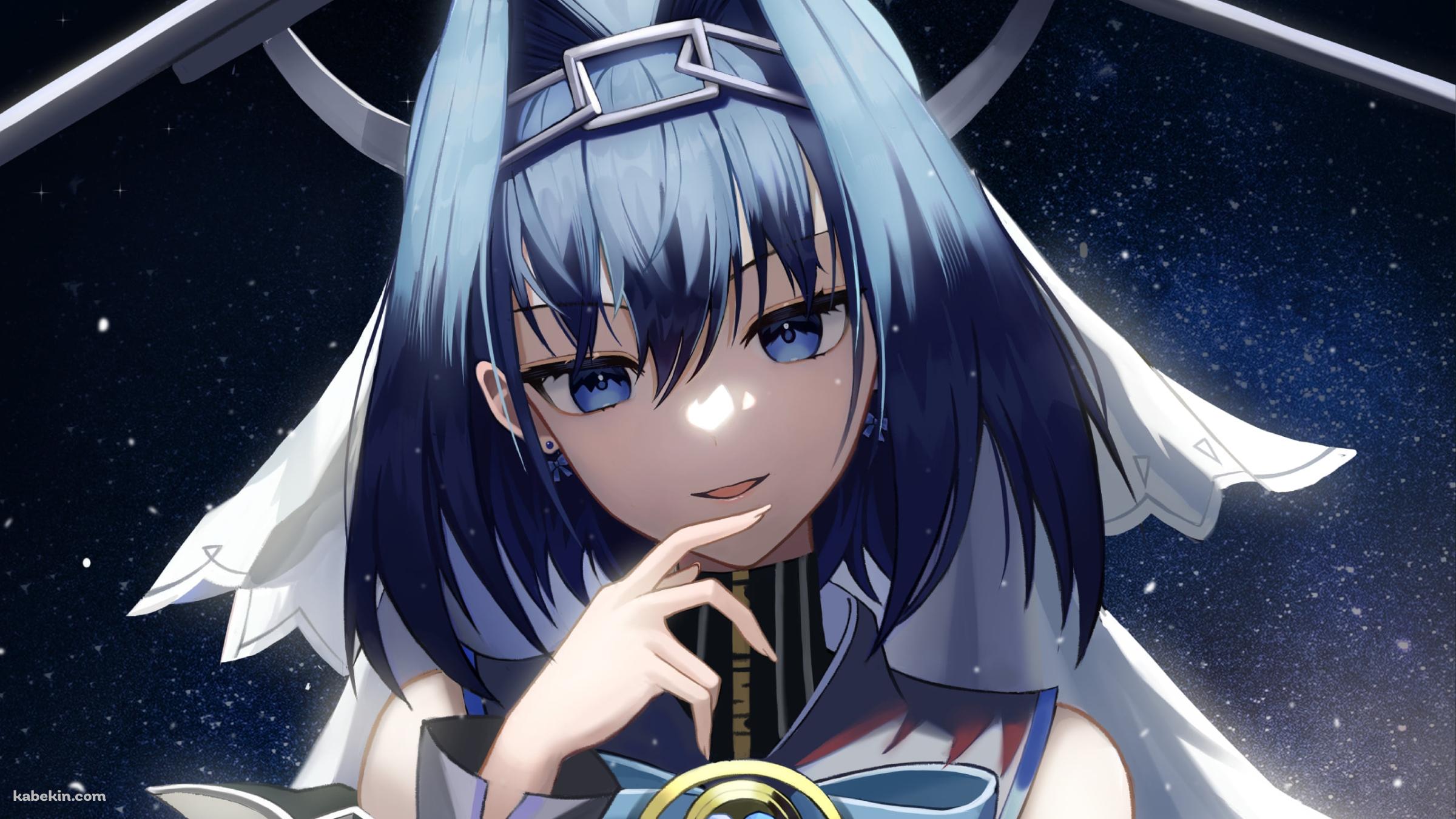 星空と微笑むオーロ・クロニー / ホロライブ / バーチャルYouTuberの壁紙(2400px x 1350px) 高画質 PC・デスクトップ用