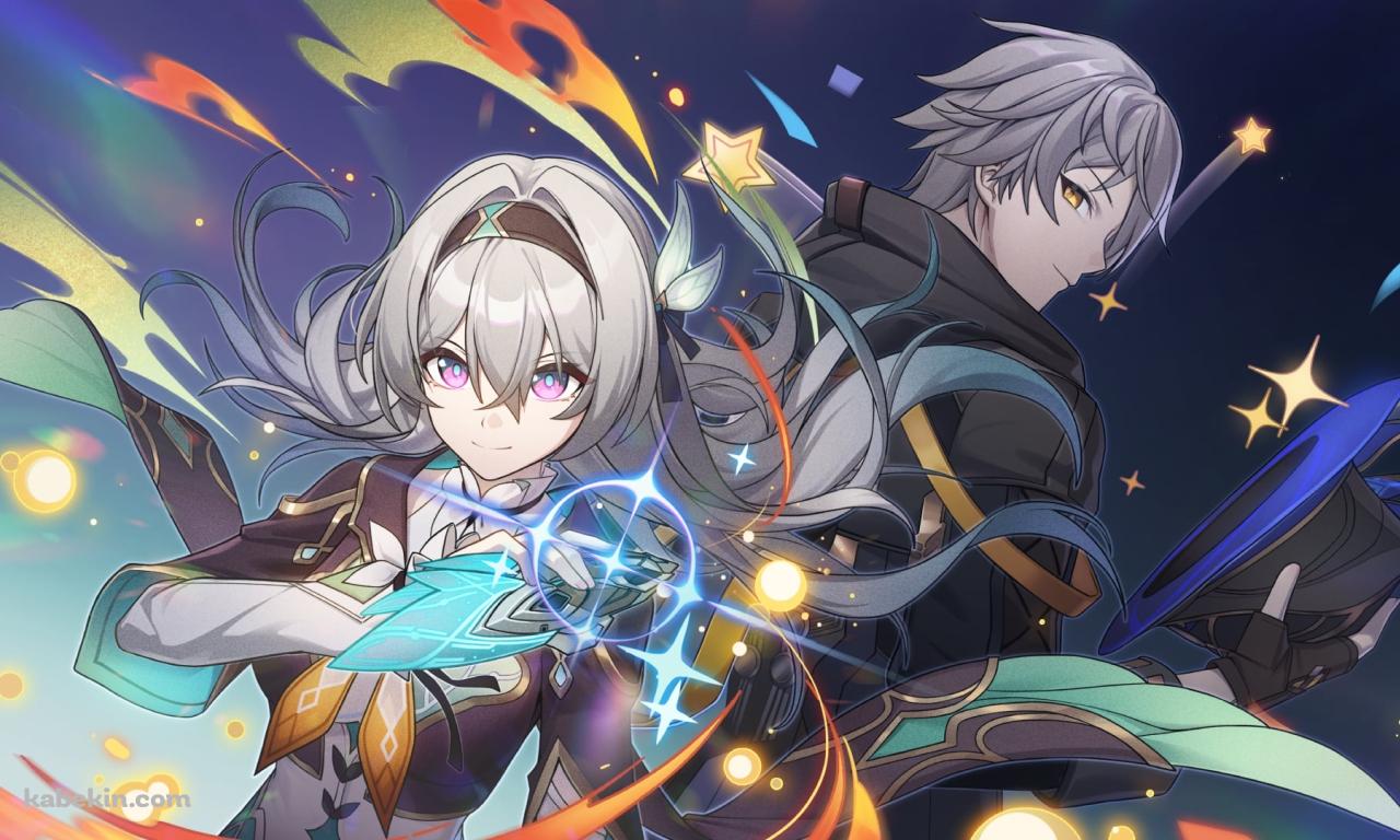 キラキラした魔法を詠唱するホタルと穹 / 原神の壁紙(1280px x 768px) 高画質 PC・デスクトップ用