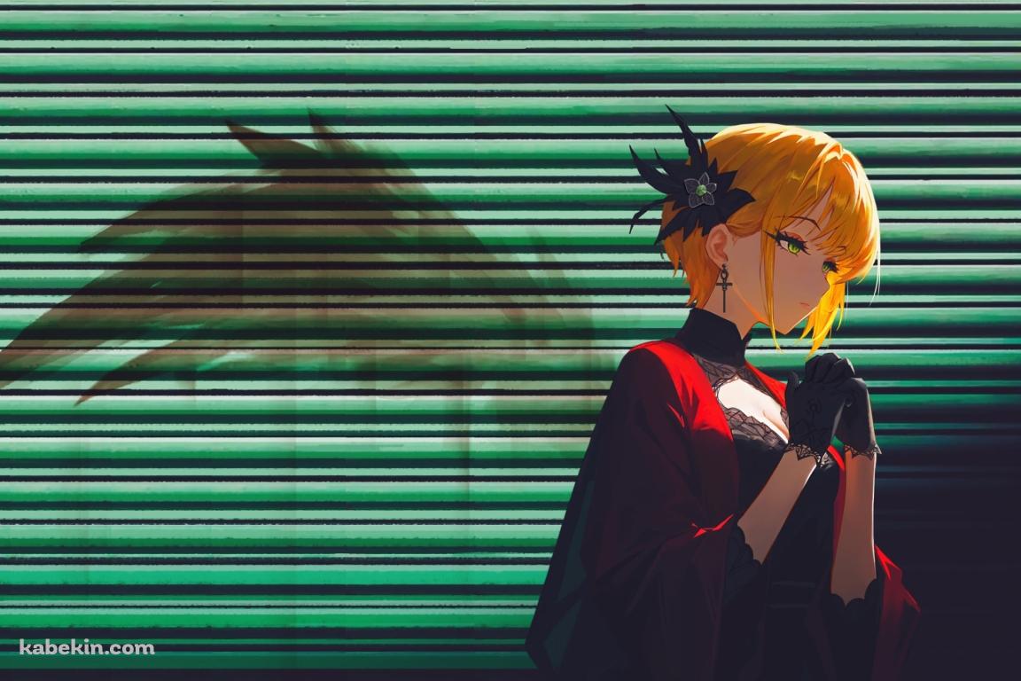 緑のシャッターの前で祈る宮本フレデリカ / アイマスの壁紙(1152px x 768px) 高画質 PC・デスクトップ用