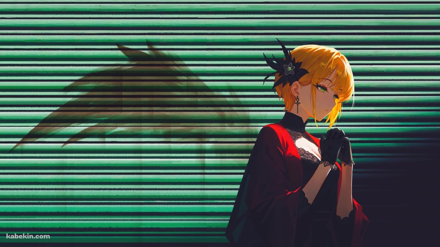 緑のシャッターの前で祈る宮本フレデリカ / アイマスの壁紙(1536px x 864px) 高画質 PC・デスクトップ用