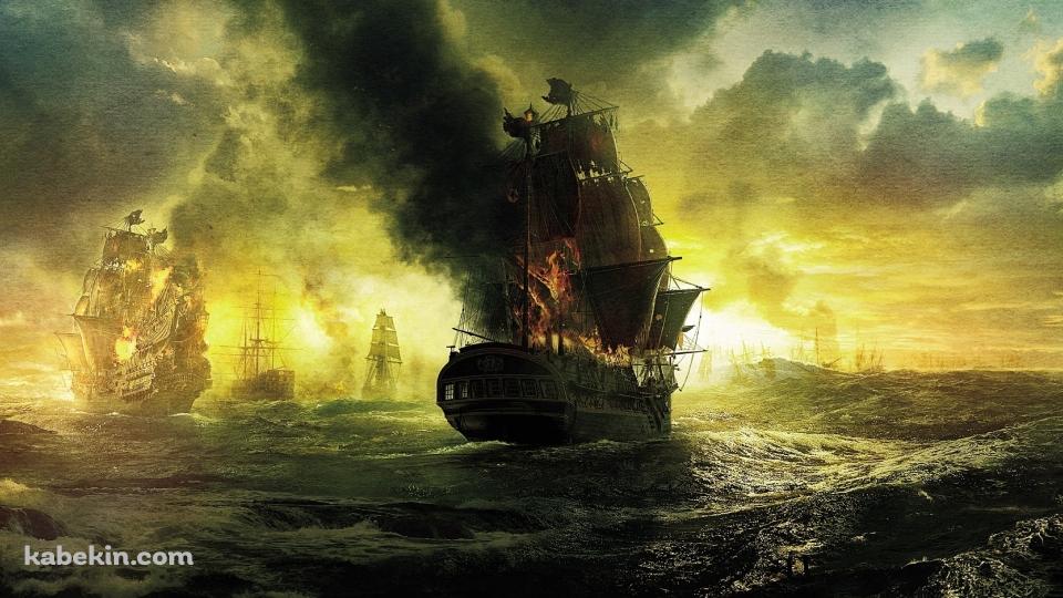 炎上する海賊船の壁紙(960px x 540px) 高画質 PC・デスクトップ用