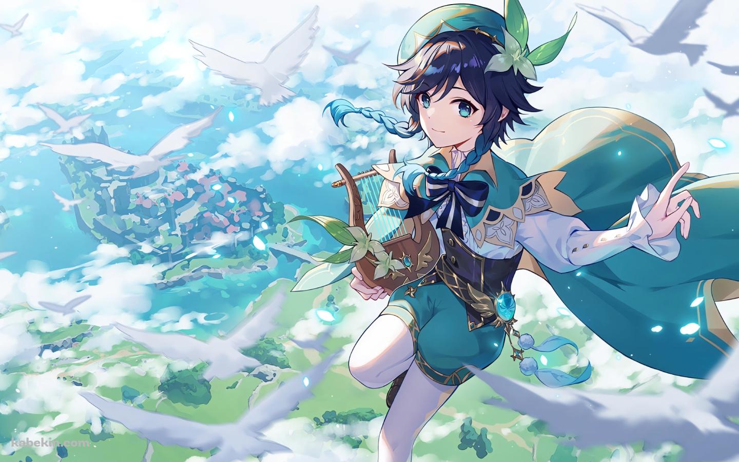 白い鳥とウェンティ / 原神の壁紙(1440px x 900px) 高画質 PC・デスクトップ用