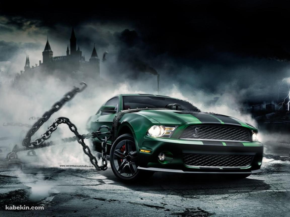 鎖に縛られたフォード マスタングの壁紙(1152px x 864px) 高画質 PC・デスクトップ用