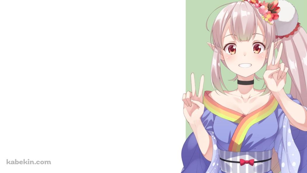 Wピースするエルフのえる / にじさんじ / ライバーの壁紙(1051px x 591px) 高画質 PC・デスクトップ用