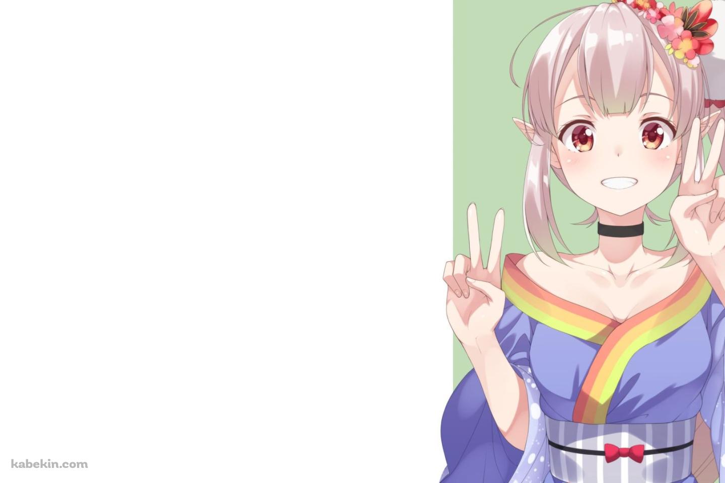 Wピースするエルフのえる / にじさんじ / ライバーの壁紙(1440px x 960px) 高画質 PC・デスクトップ用