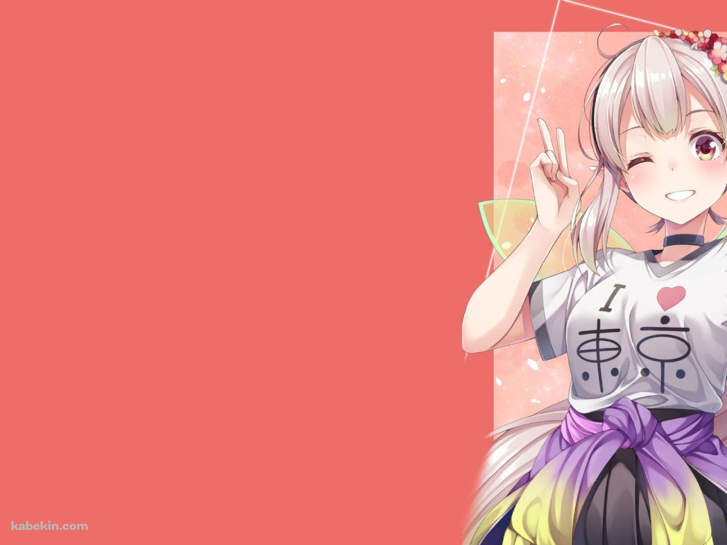 ウィンクしてピースをするエルフのえる / にじさんじ / ライバーの壁紙(1440px x 1080px) 高画質 PC・デスクトップ用