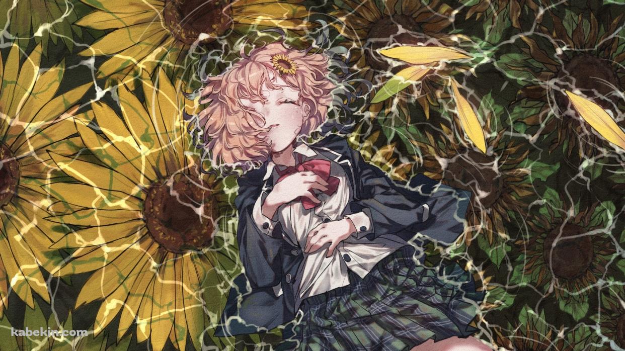 水に浮かぶ本間ひまわり / 向日葵の花 / にじさんじ / バーチャルライバーの壁紙(1242px x 698px) 高画質 PC・デスクトップ用