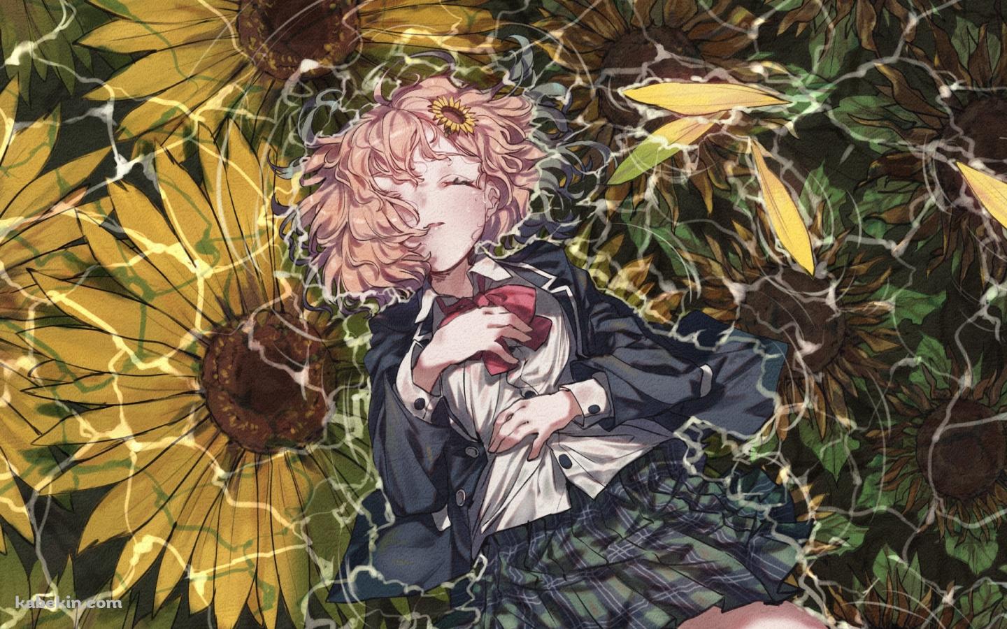 水に浮かぶ本間ひまわり / 向日葵の花 / にじさんじ / バーチャルライバーの壁紙(1440px x 900px) 高画質 PC・デスクトップ用