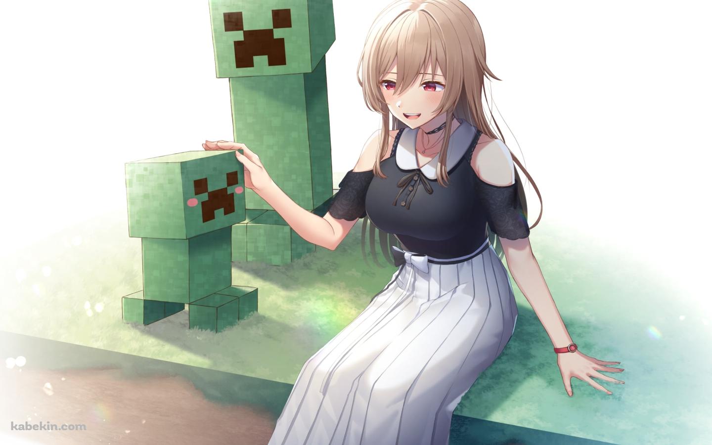 クリーパーを撫でるフレン・E・ルスタリオ / マイクラ / にじさんじ / バーチャルライバーの壁紙(1440px x 900px) 高画質 PC・デスクトップ用