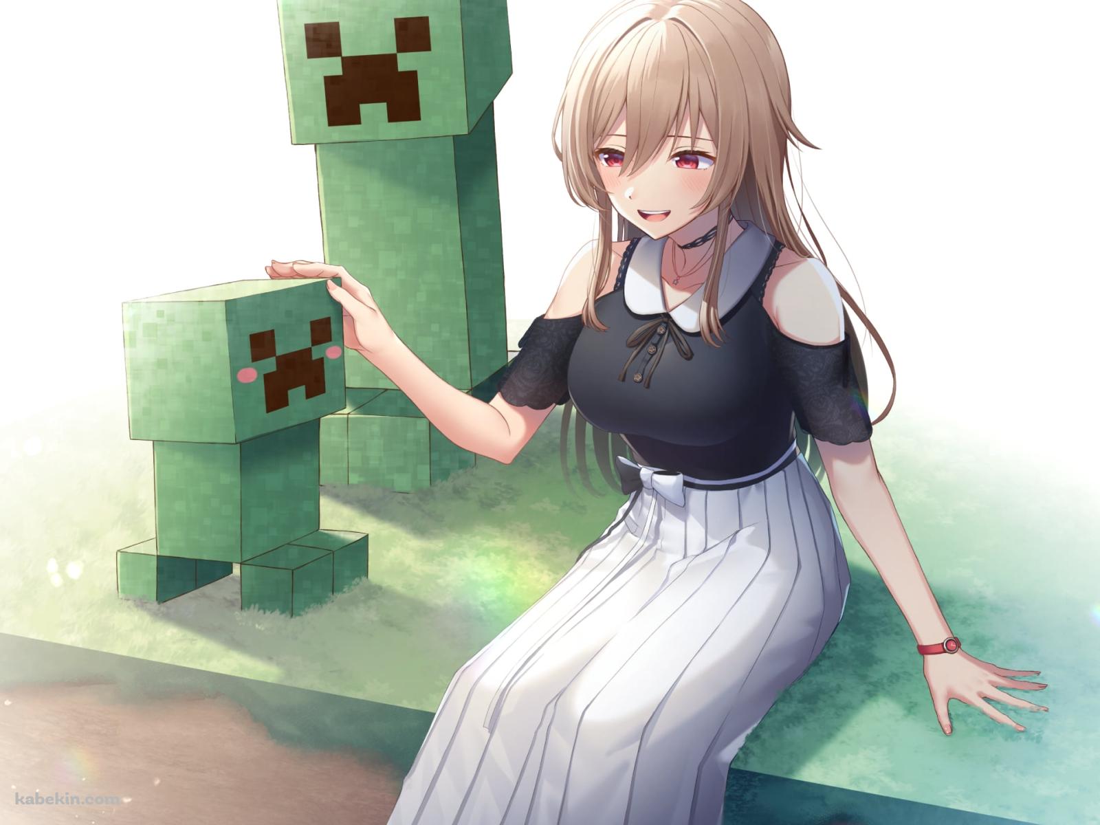 クリーパーを撫でるフレン・E・ルスタリオ / マイクラ / にじさんじ / バーチャルライバーの壁紙(1600px x 1200px) 高画質 PC・デスクトップ用